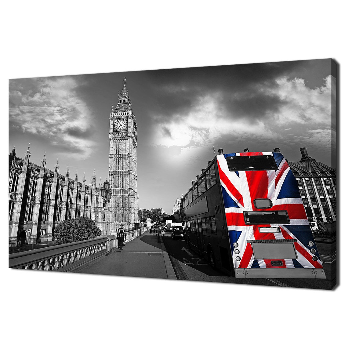London Big Ben With Union Jack Bus Selective Colour Cityscape Poster