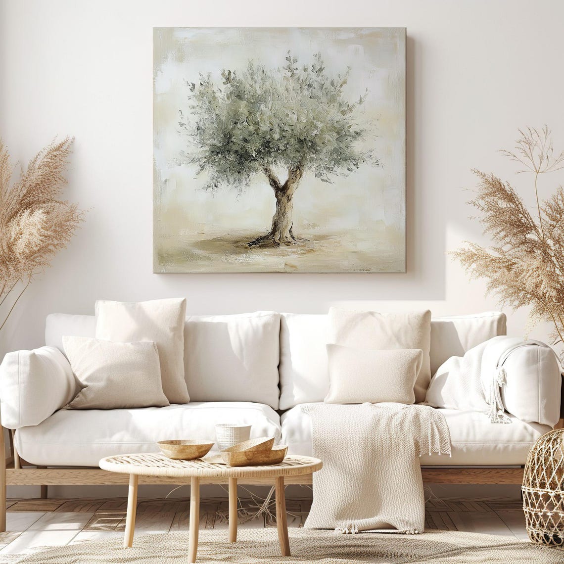 Lone Olive Tree Muted Neutral Vintage Style Painting Farmhouse Poster - Image 3