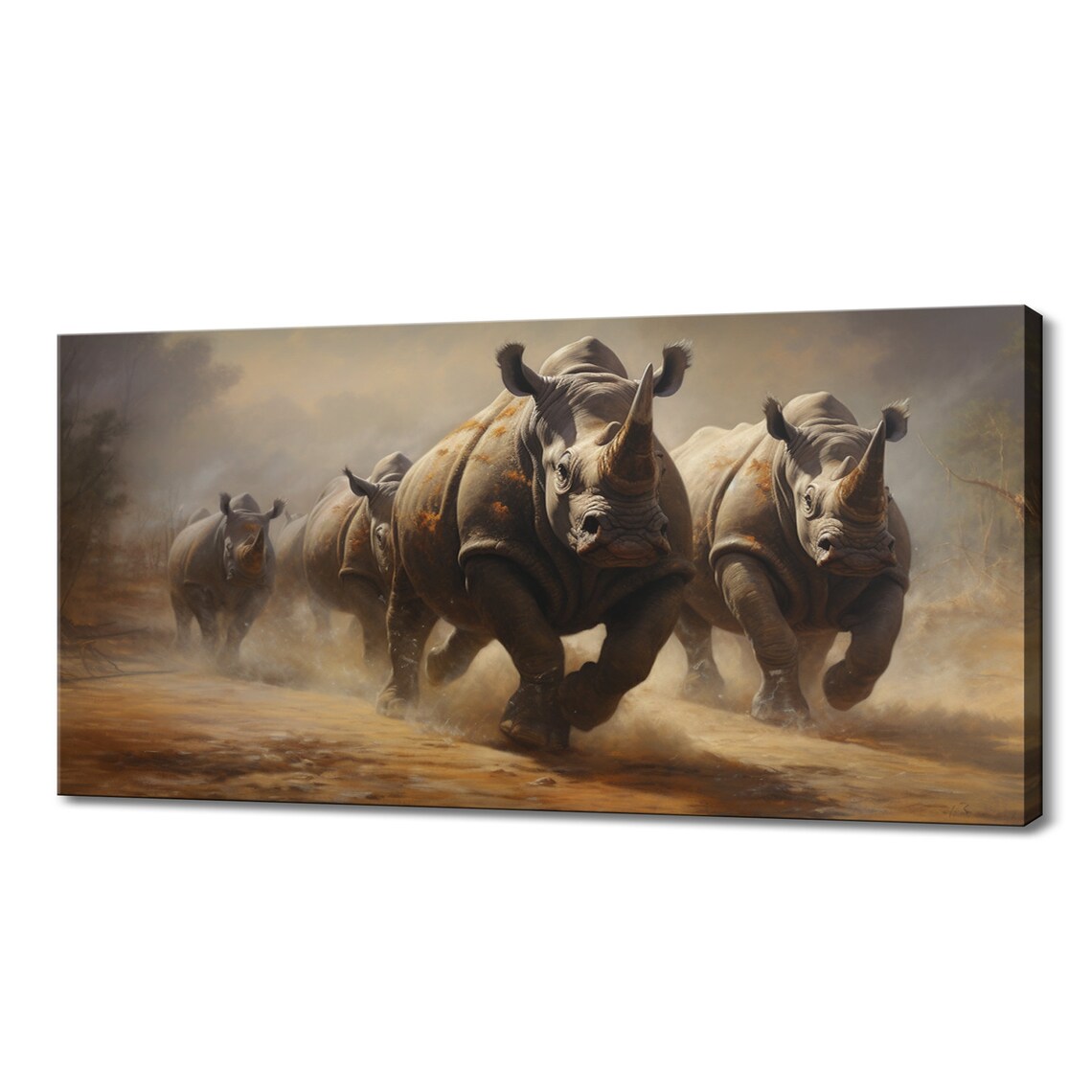 Black Rhinoceros Family Inspired Wildlife Art Print