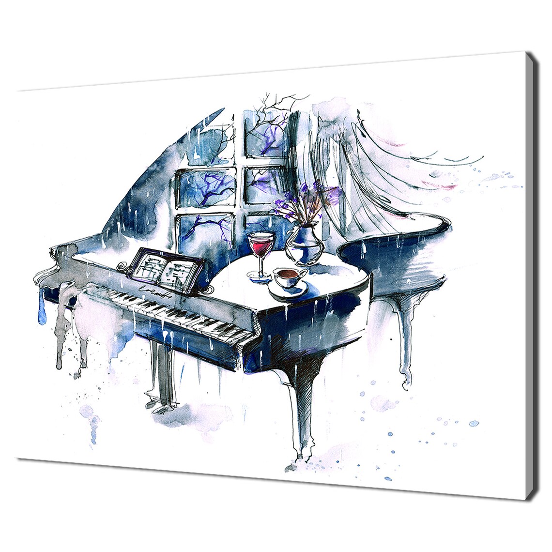 Watercolour Piano Music Instrument Modern Art Print