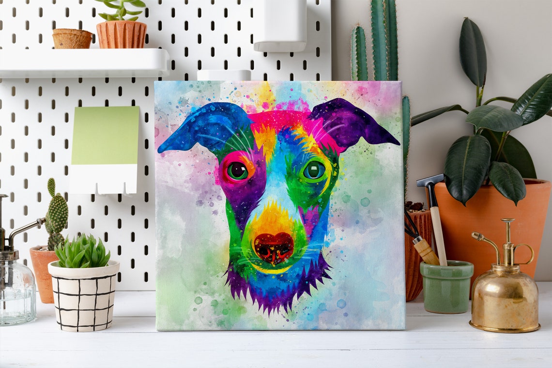 Jack Russell Terrier Rainbow Watercolour Portrait Head Dog Poster - Image 2