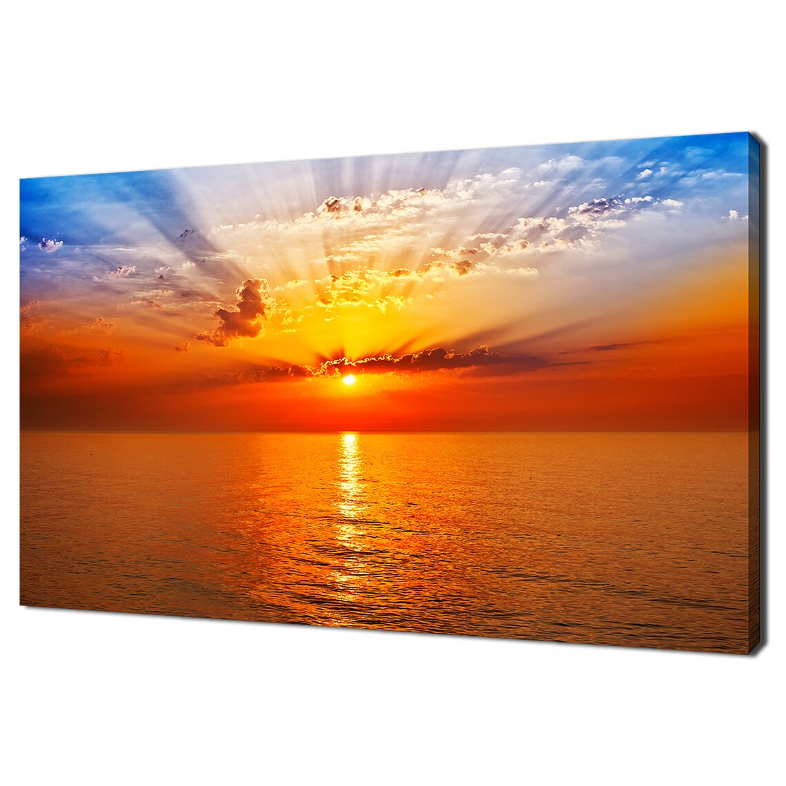 Orange Sunrise In The Sea, Modern Coastal Art Print
