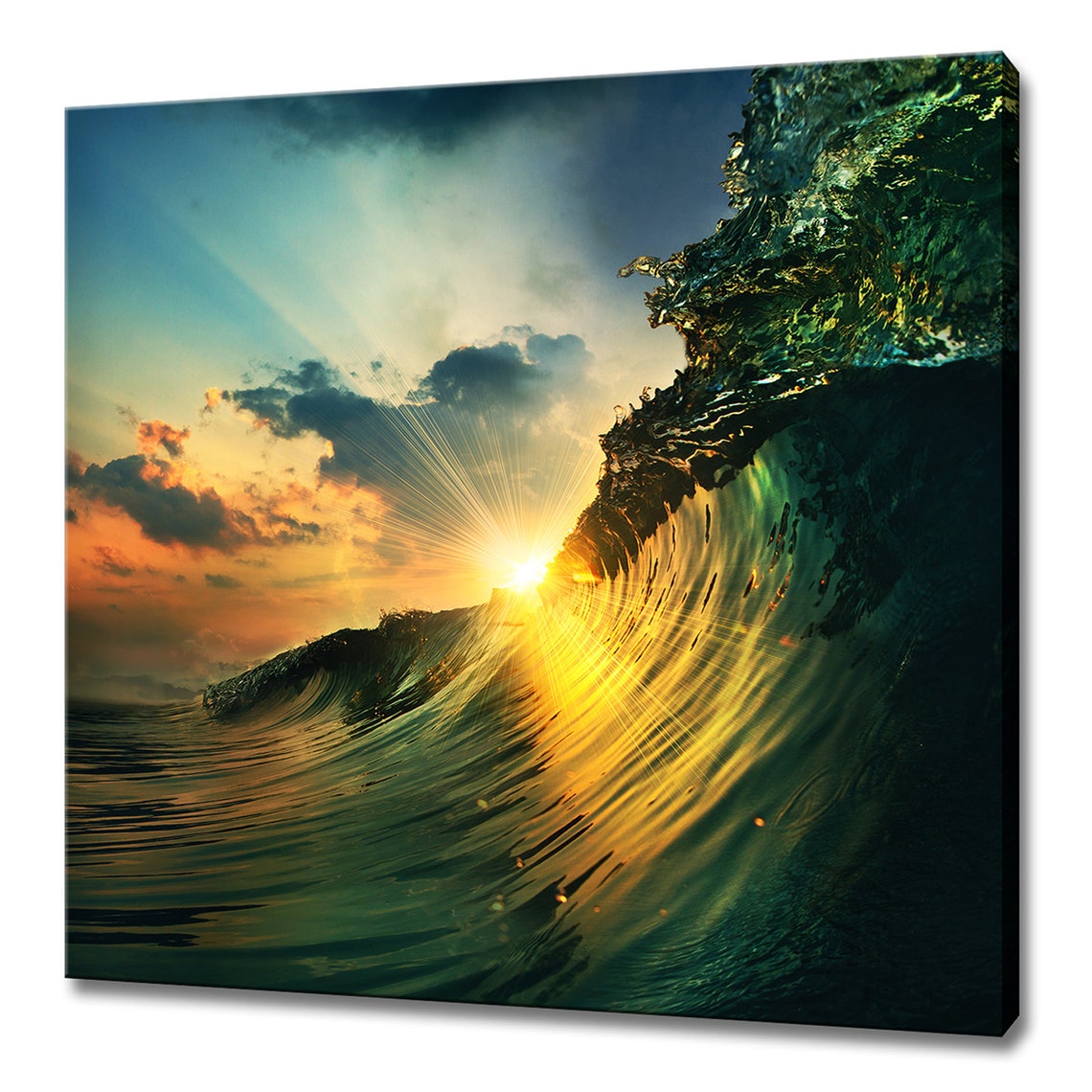 Beautiful Ocean Surfing Wave At Sunset Seascape Modern Design Home Decor Print Wall Art Picture Wall Hanging