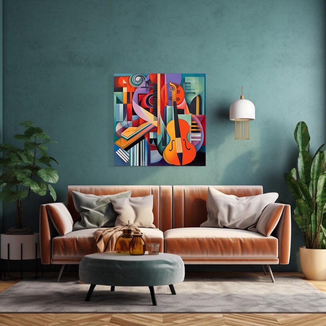 Violin Piano Keys Cubist Abstract Geometric Music Art Colorful Poster - Image 4