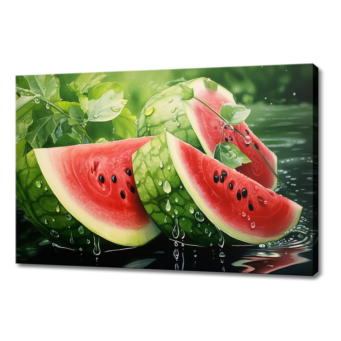 Red Watermelon Fruit Slices Watercolour Print Colourful Kitchen Wall Art Fruit Print Modern Kitchen Restaurant Wall Decor
