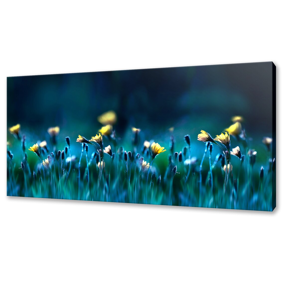 Blue Yellow Floral Field Modern Design Art Print