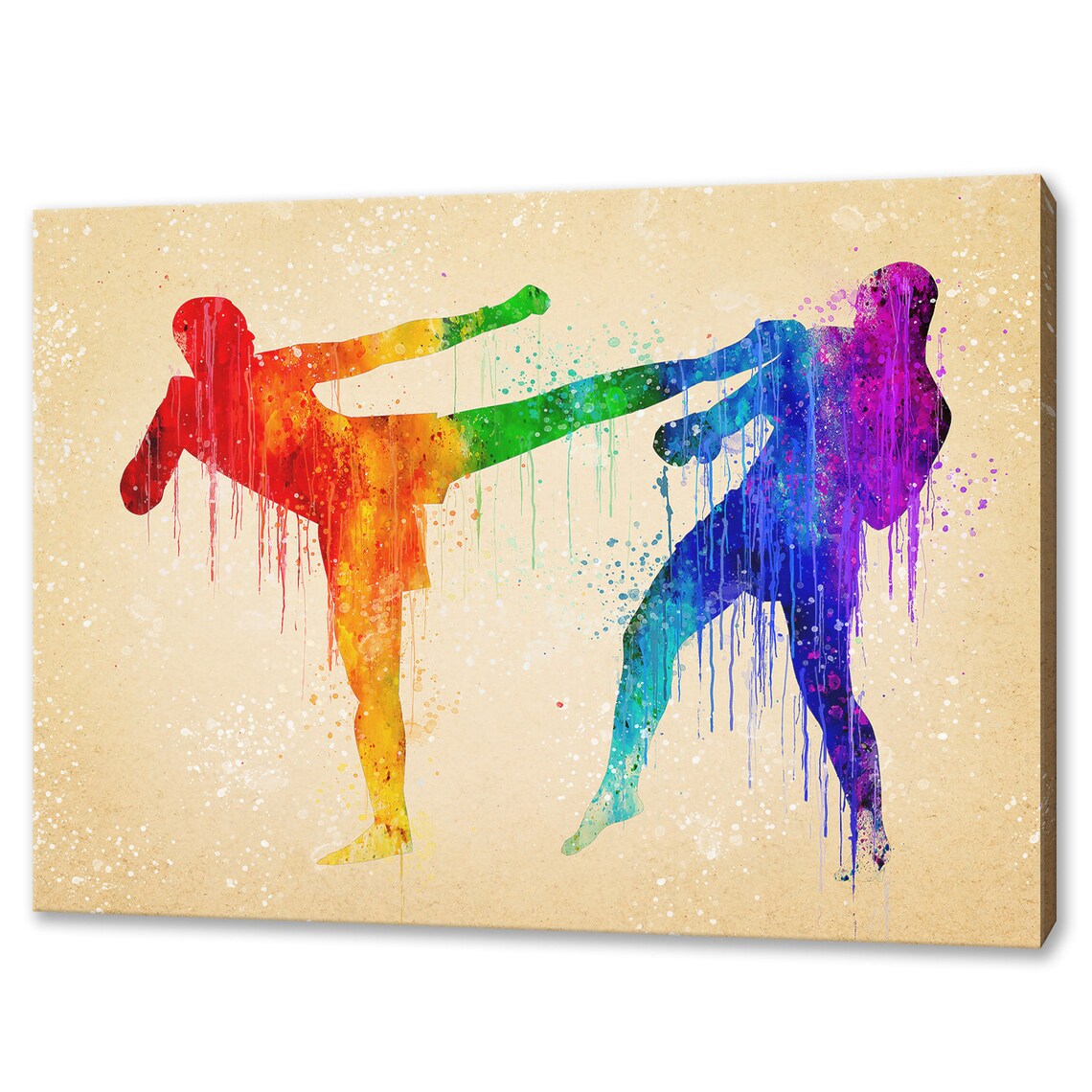 Kickboxing Martial Arts Watercolor, Modern Wall Art Print