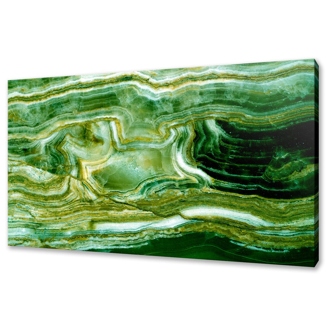Green Yellow Onyx Marble Gemstone Vein Cut Modern Design Home Decor Print Wall Art Picture