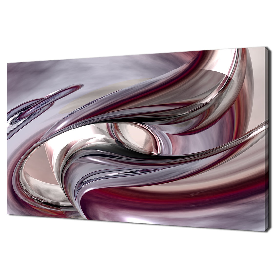 Pink Chrome Liquid Metal Swirl Abstract Modern Home Decor Poster