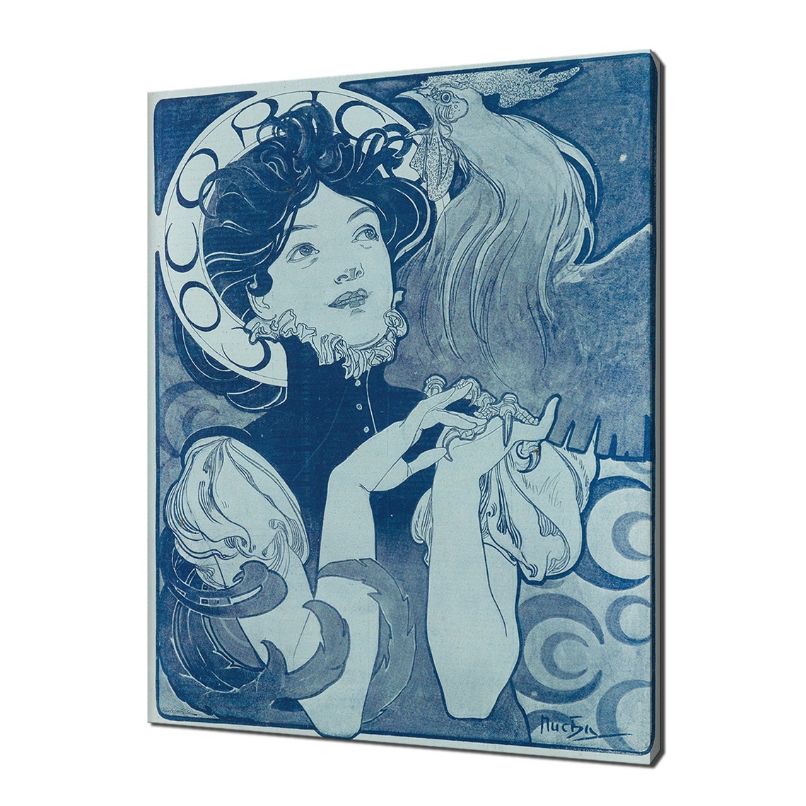 Alphonse Mucha Cocorico 1898 Blue Rooster Woman Art Nouveau Poster