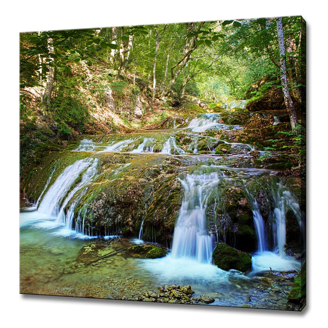 Beautiful Waterfall In The Green Spring Forest Modern Design Home Decor Print Wall Art Picture Wall Hanging