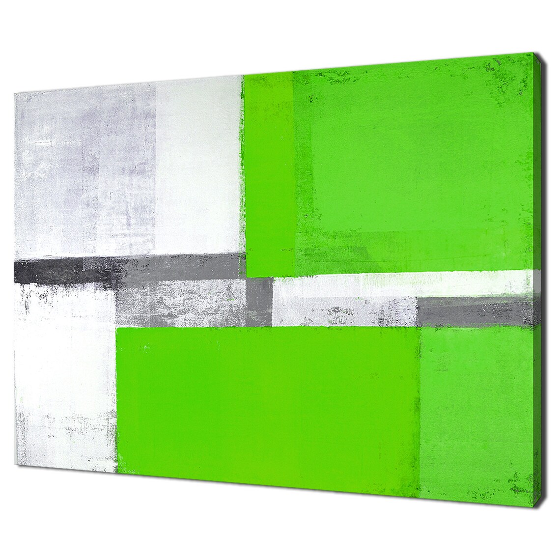 Vivid Yellow Grey White Abstract Block Painting Modern Art Print - Image 4
