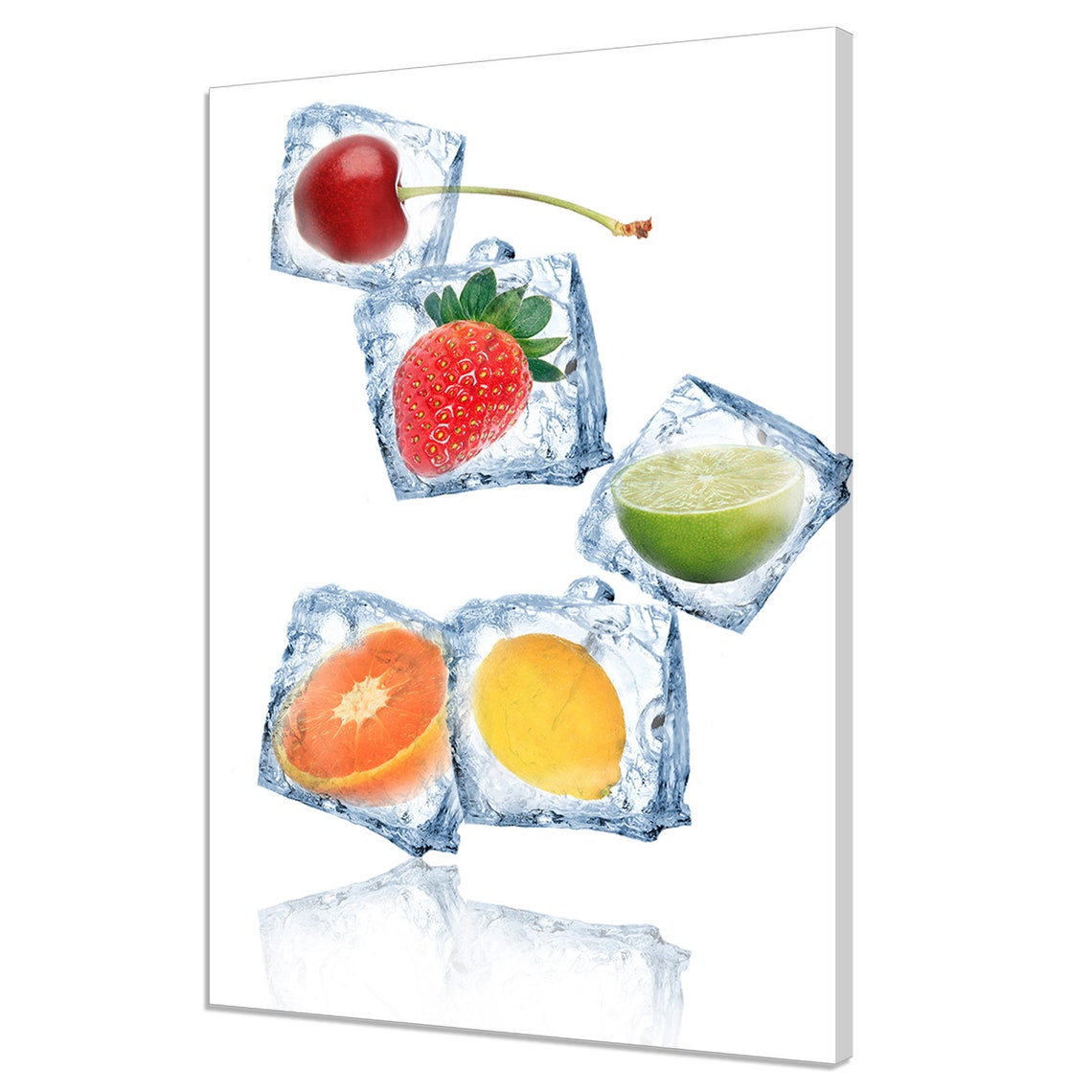 Colorful Fruits Frozen In Ice Cubes Fresh Kitchen Photography Wall Art