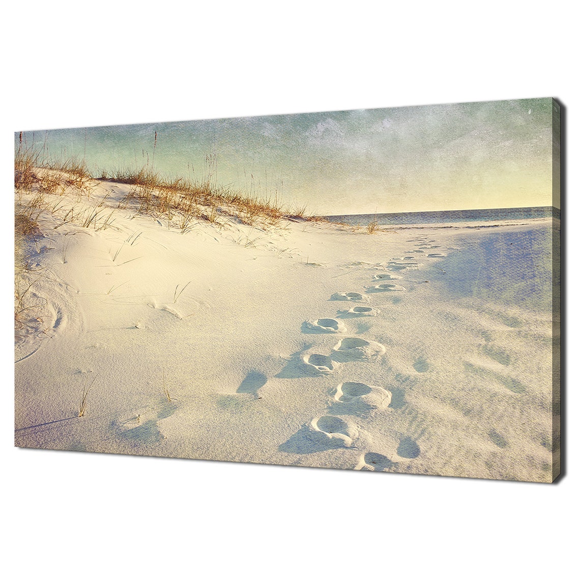 Footprints In The Sand Dunes Seaside Beach Coastal Nature Art Poster