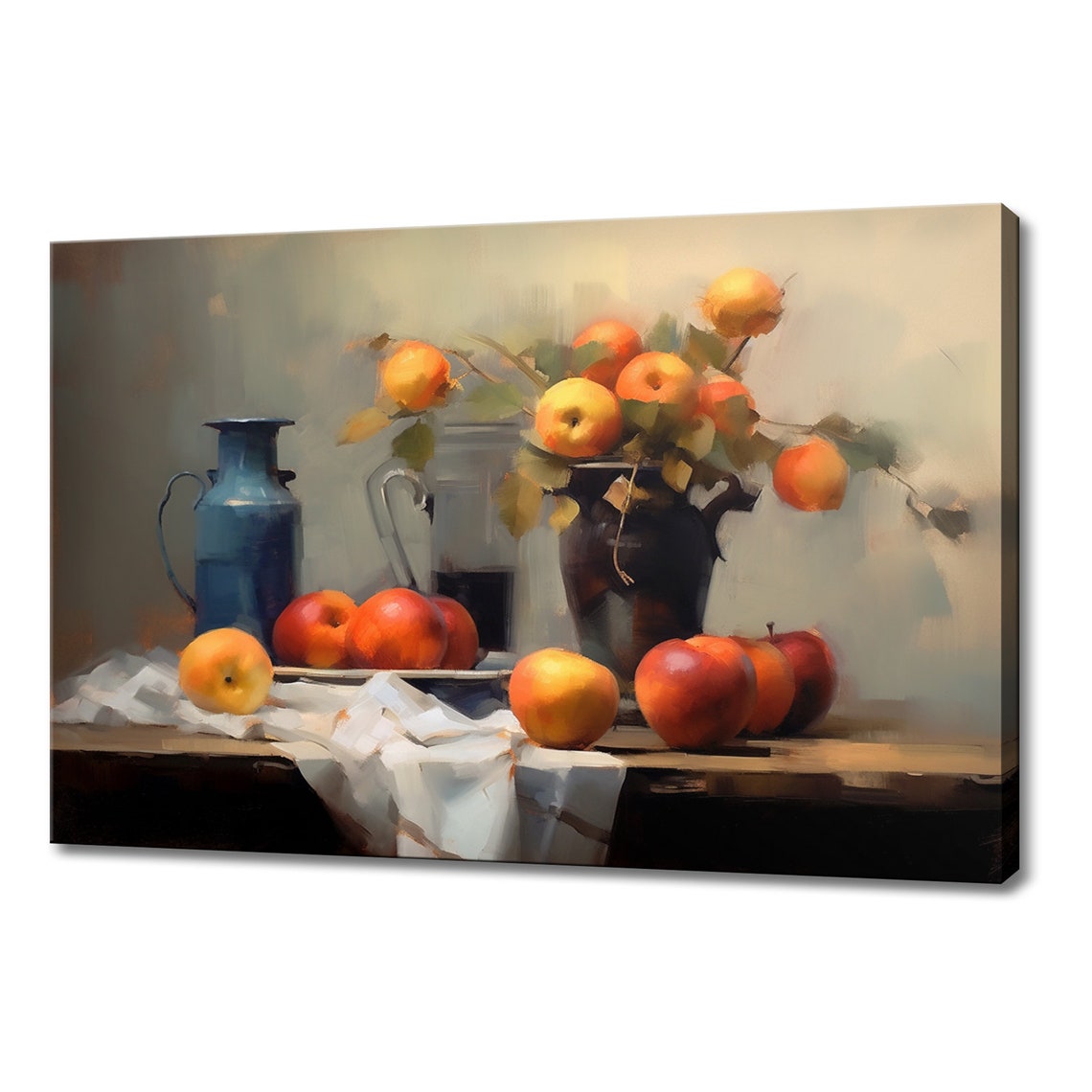 Apples Still Life Vintage Jugs Impressionist Oil Painting Art Poster