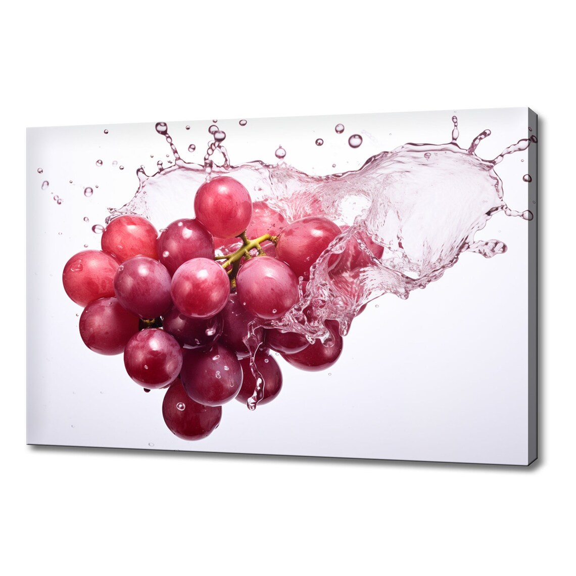 Red Pink Grapes Fruits Water Splash Print Colourful Kitchen Wall Art Fruit Print Modern Kitchen Restaurant Wall Decor