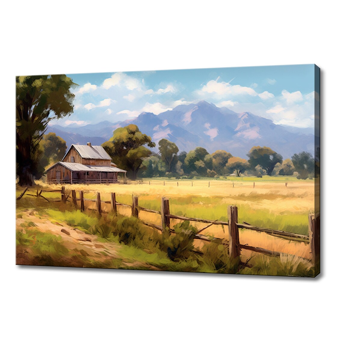 Vintage Countryside Farm House Painting Style Print Farmhouse Decor Art Nature Picture Wall Hanging Fine Art Print