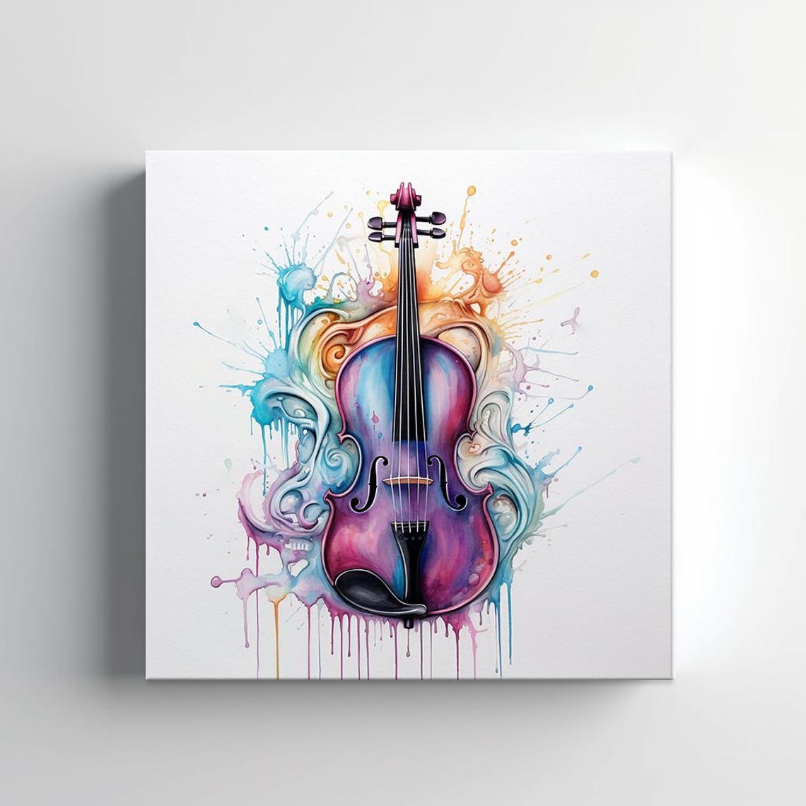 Purple Violin Watercolor Paint Splatter Music Instrument Art Poster - Image 2