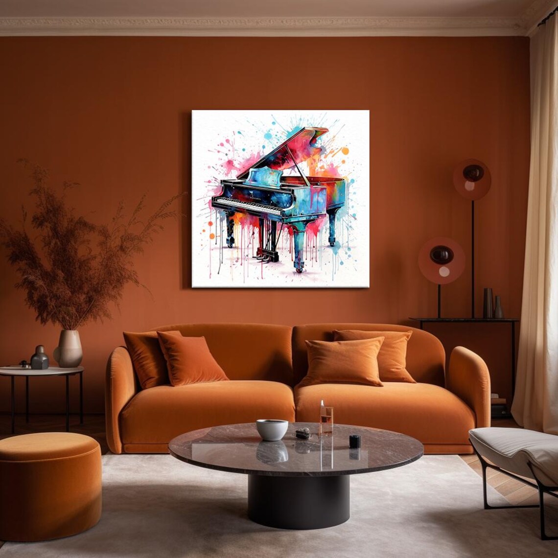Grand Piano Watercolor Colorful Paint Splash Music Room Decor Art Print - Image 4