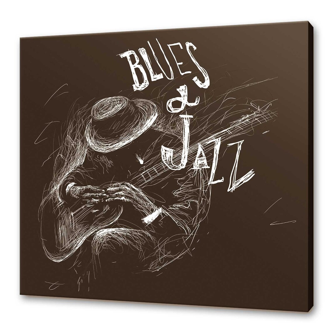 Blues and Jazz Guitar Player, Modern Art Print