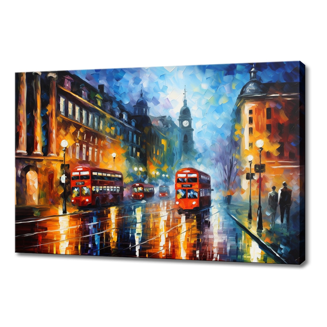 London Cityscape with Red Bus, Modern Art Print