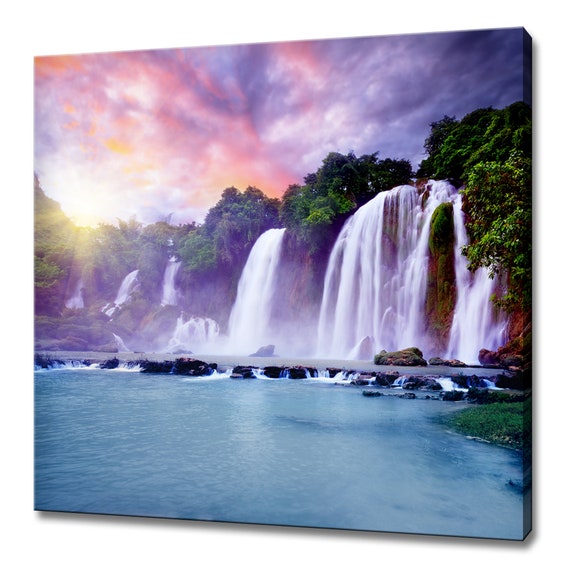 Colourful Sunset Over Banyue Ban Gioc Waterfall Modern Design Home Decor Print Wall Art Picture Wall Hanging
