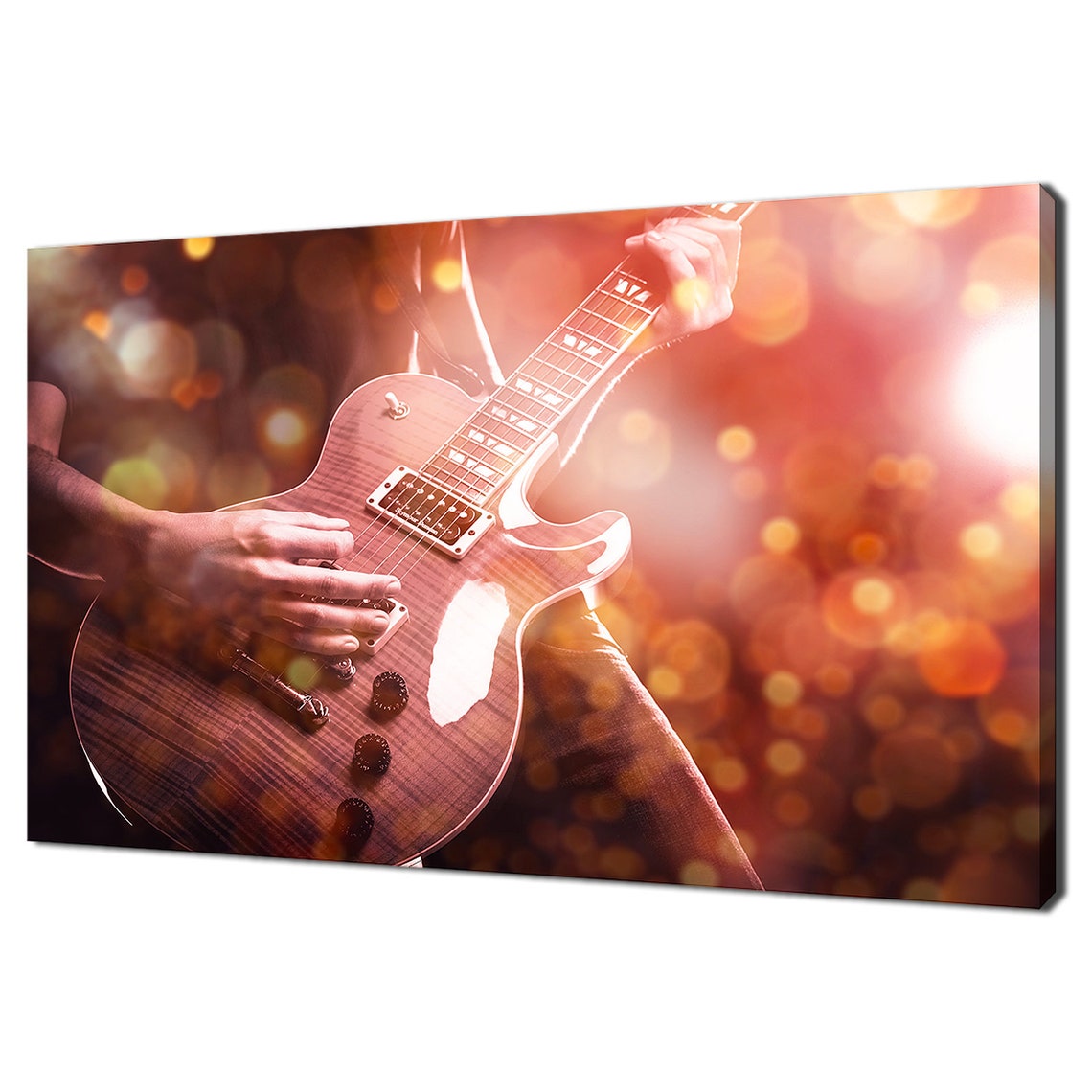 Electric Guitar Player Live Concert Warm Stage Lights Music Poster