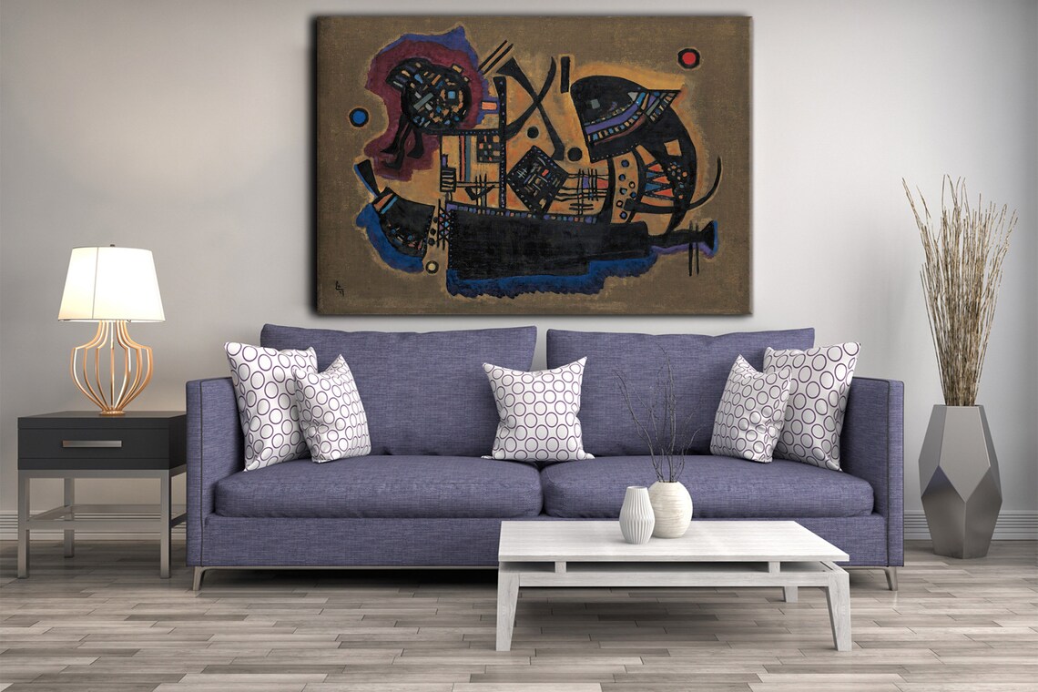 Wassily Kandinsky Woven 1927 Dark Geometric Abstract Oil Reproduction Print - Image 2