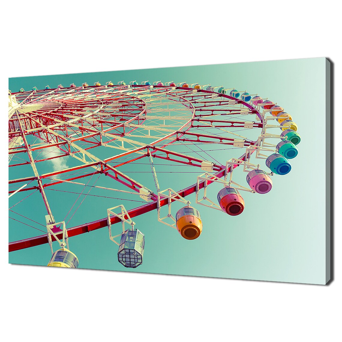 Colourful Pastel Ferris Wheel Retro Modern Art Print
