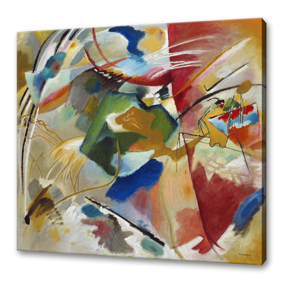 Wassily Kandinsky Painting With Green Center 1913 Classic Design Abstract Decor Reproduction Print Wall Art Picture