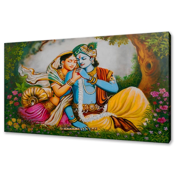 Radha and Lord Krishna, Modern Hindu Wall Art Print