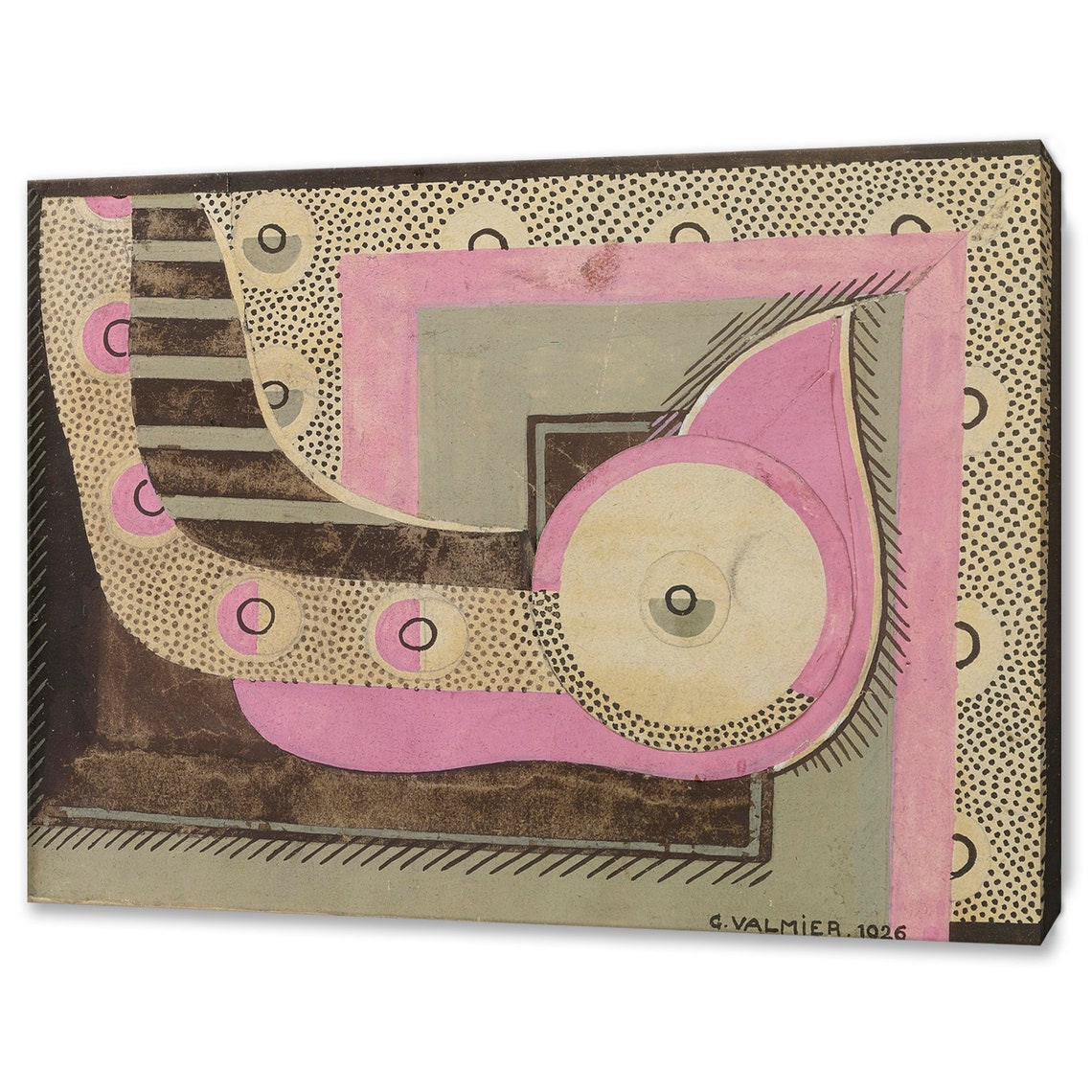 Georges Valmier 1926 Pink Geometric Circles Cubist Abstract Art Print