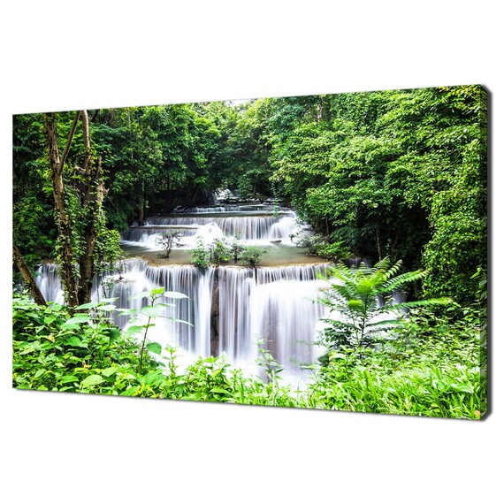 Beautiful Green Forest Waterfall Modern Landscape Design Home Decor Print Wall Art Picture Wall Hanging