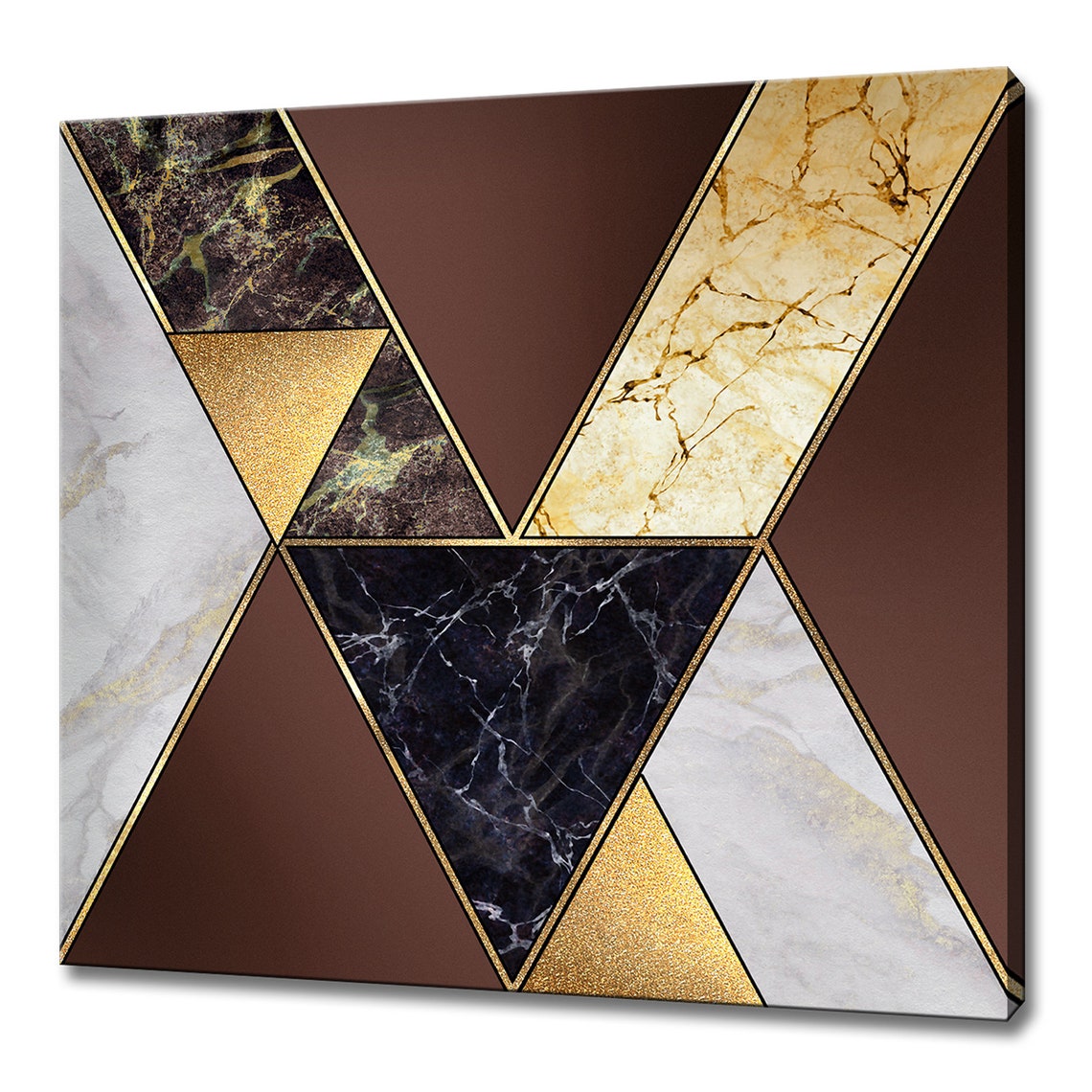 Brown Gold Marble Design Geometric Minimalism Modern Design Home Decor Print Wall Art Picture