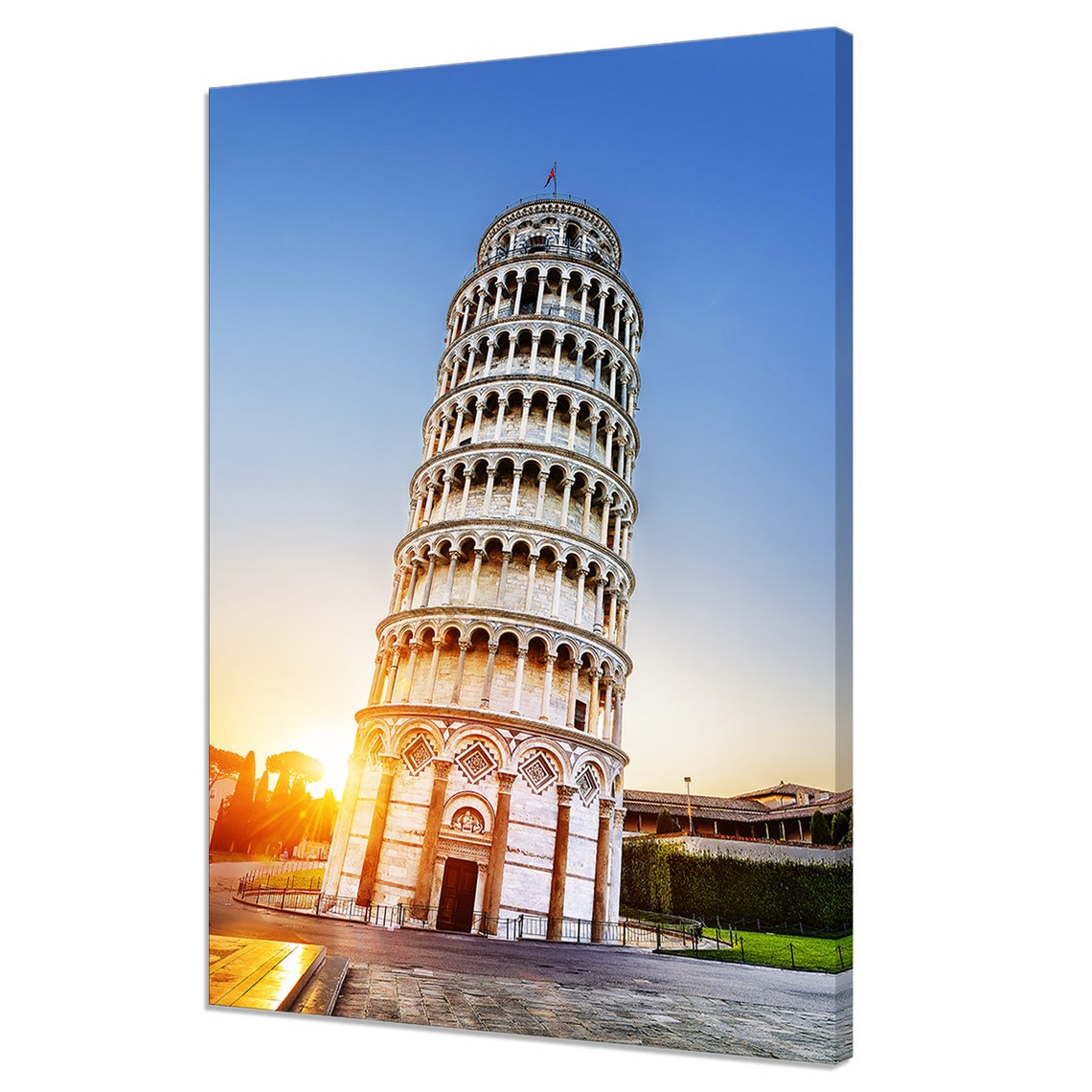 Leaning Tower Of Pisa Italy At Sunset Golden Light Travel Poster