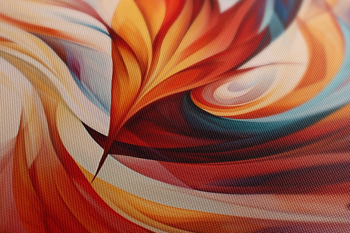 Abstract Swirls Painting In Red Orange Blue Flowing Modern Art Poster - Image 2