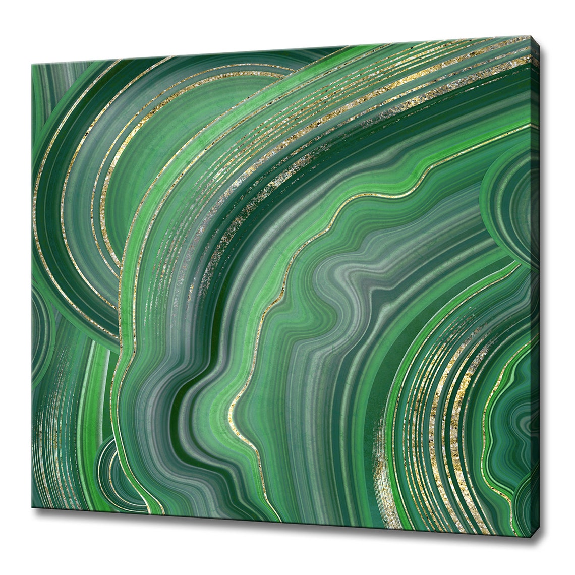 Emerald Green Agate With Gold Veins Abstract Luxury Art Print
