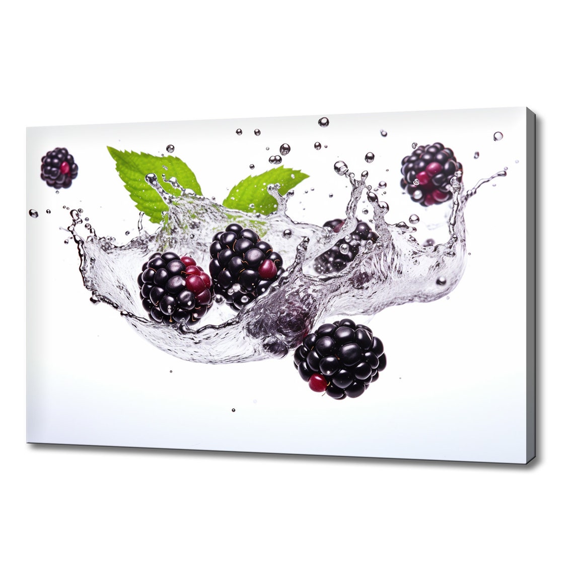 Blackberries Water Splash Dark Berries Fresh Fruit Kitchen Art Poster
