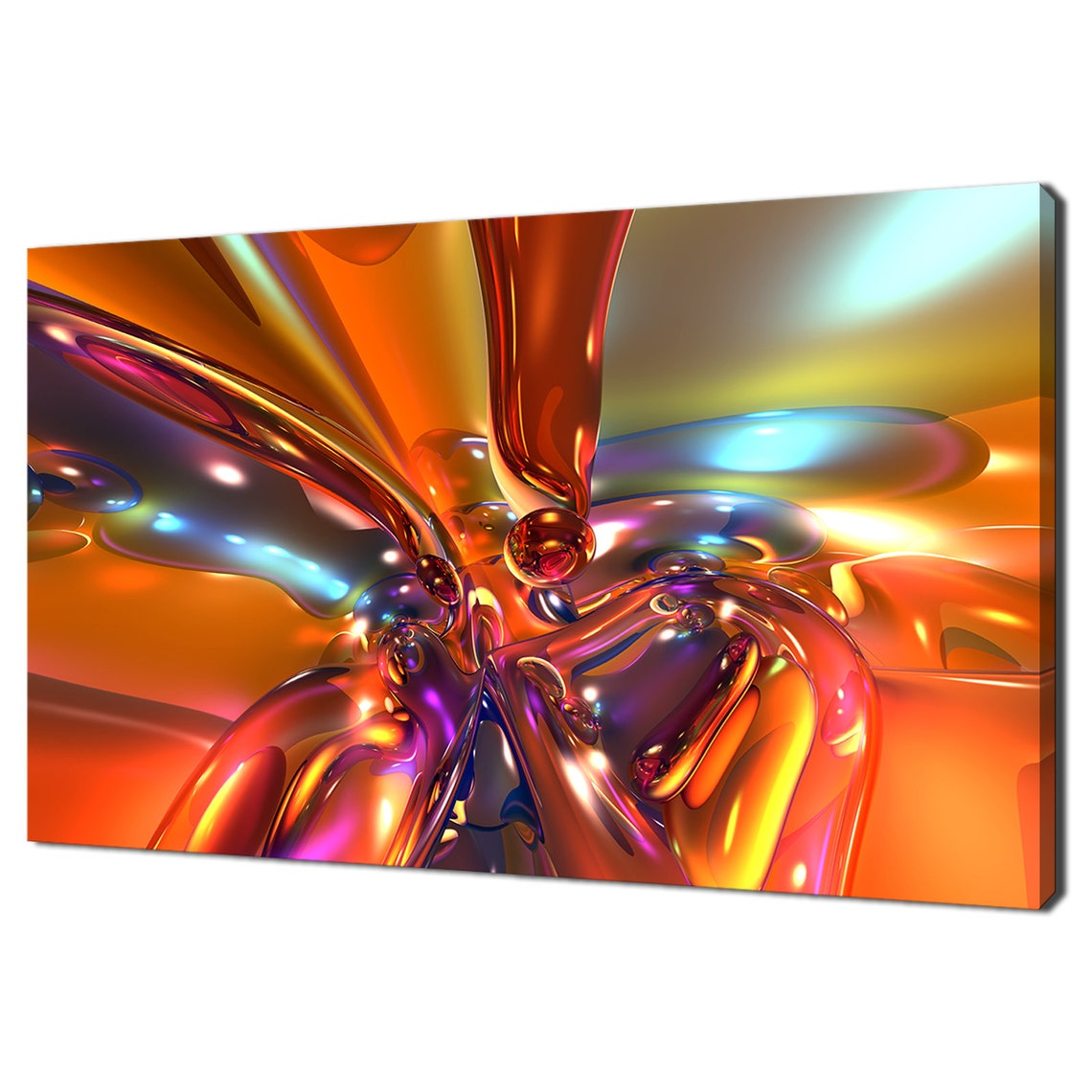Red Orange Abstract Liquid Glass 3D Render Modern Wall Art Poster