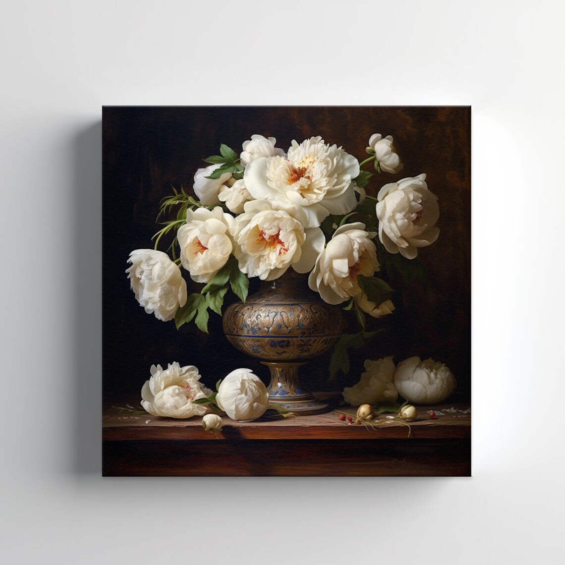 White Flowers Vintage Still Life Art Print, Floral - Image 3