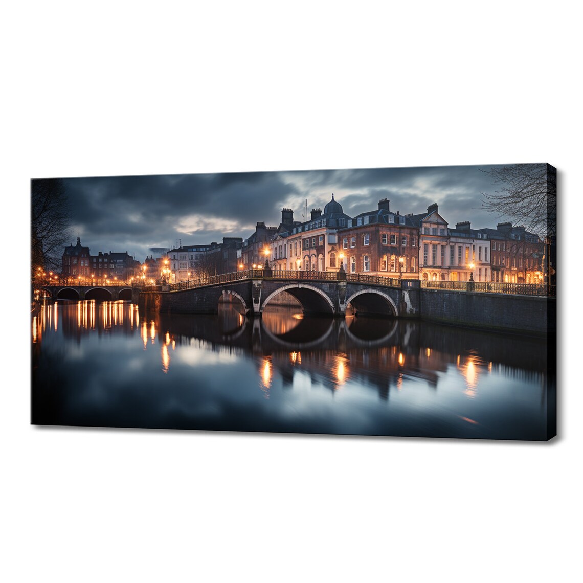 Dublin Ireland Watercolor Skyline Landmarks Travel Poster