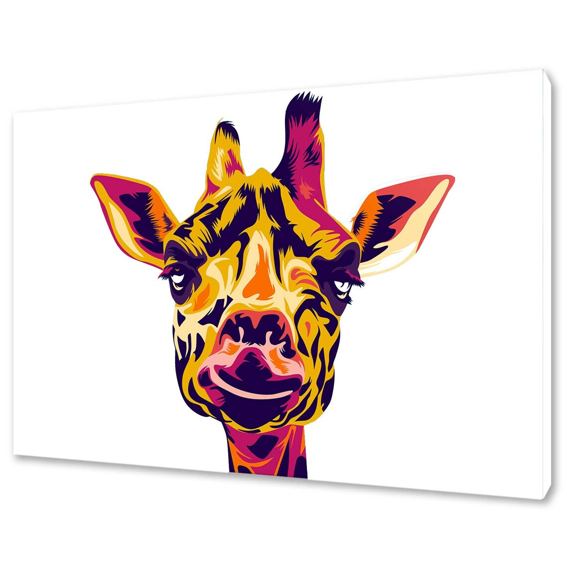 Giraffe Face Colourful Pop Art Portrait Orange Pink Modern Abstract Poster