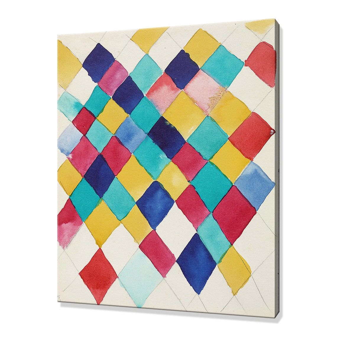 Kandinsky Diamond Color Study 1913 Watercolor Grid Pattern Art Print