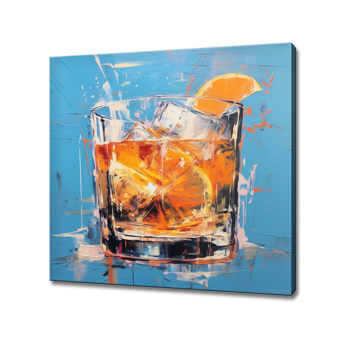 Whiskey Sour Glass With Ice Watercolor Art Print