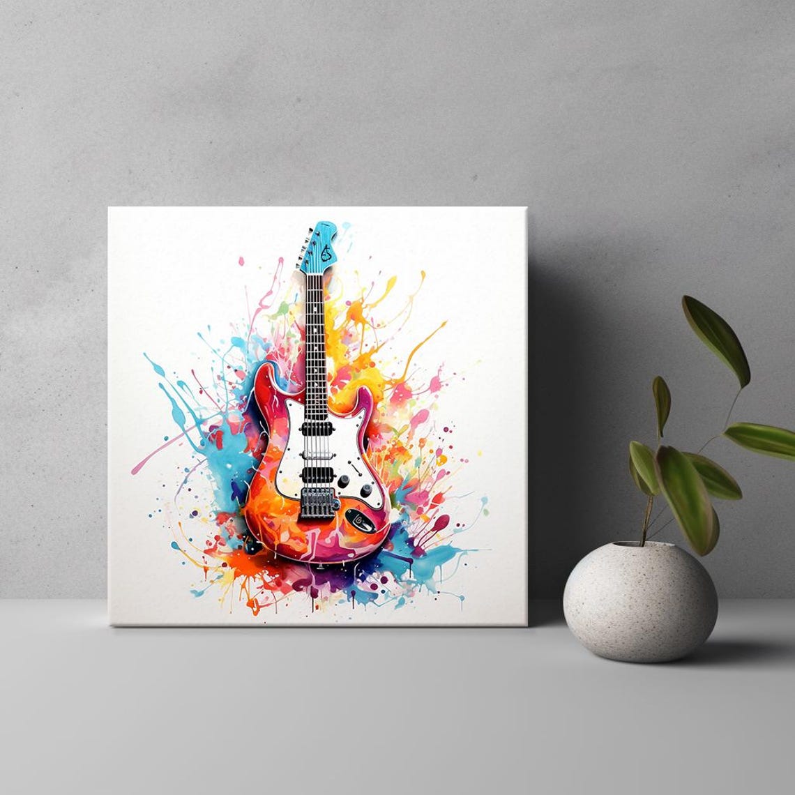 Electric Guitar Colourful Music Watercolour Painting Print Wall Art Music Lover Gift Music Instrument Art Music Themed Wall Decor - Image 3