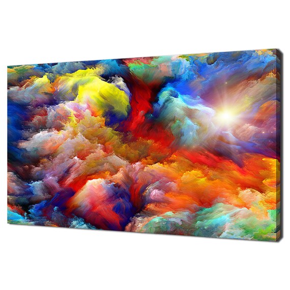 Colourful Rainbow Dreamy Clouds Abstract Art Print