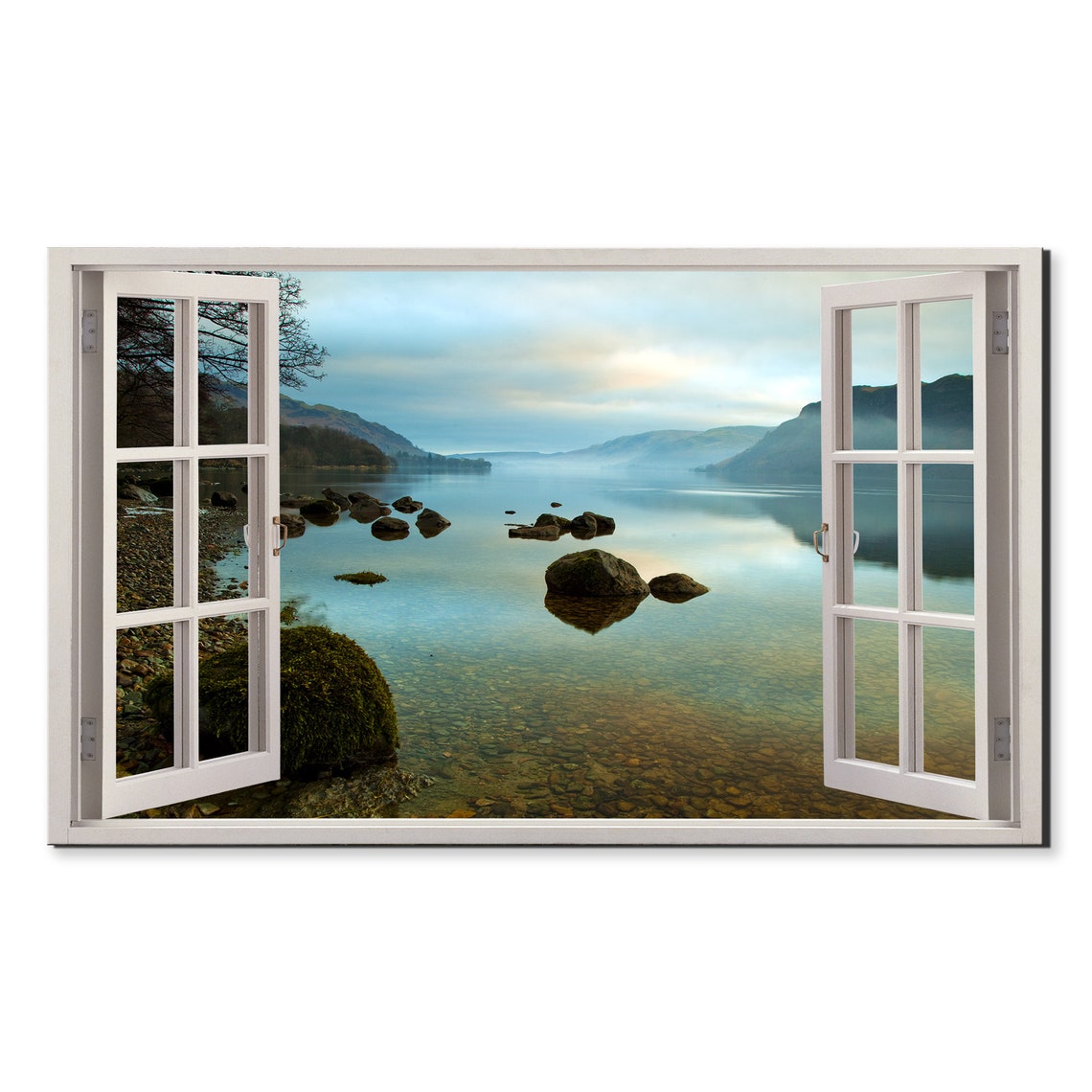 Ullswater Lake District Cumbria England Window View Window Frame Style Modern Design Home Decor Print Wall Art Picture Ready To Hang