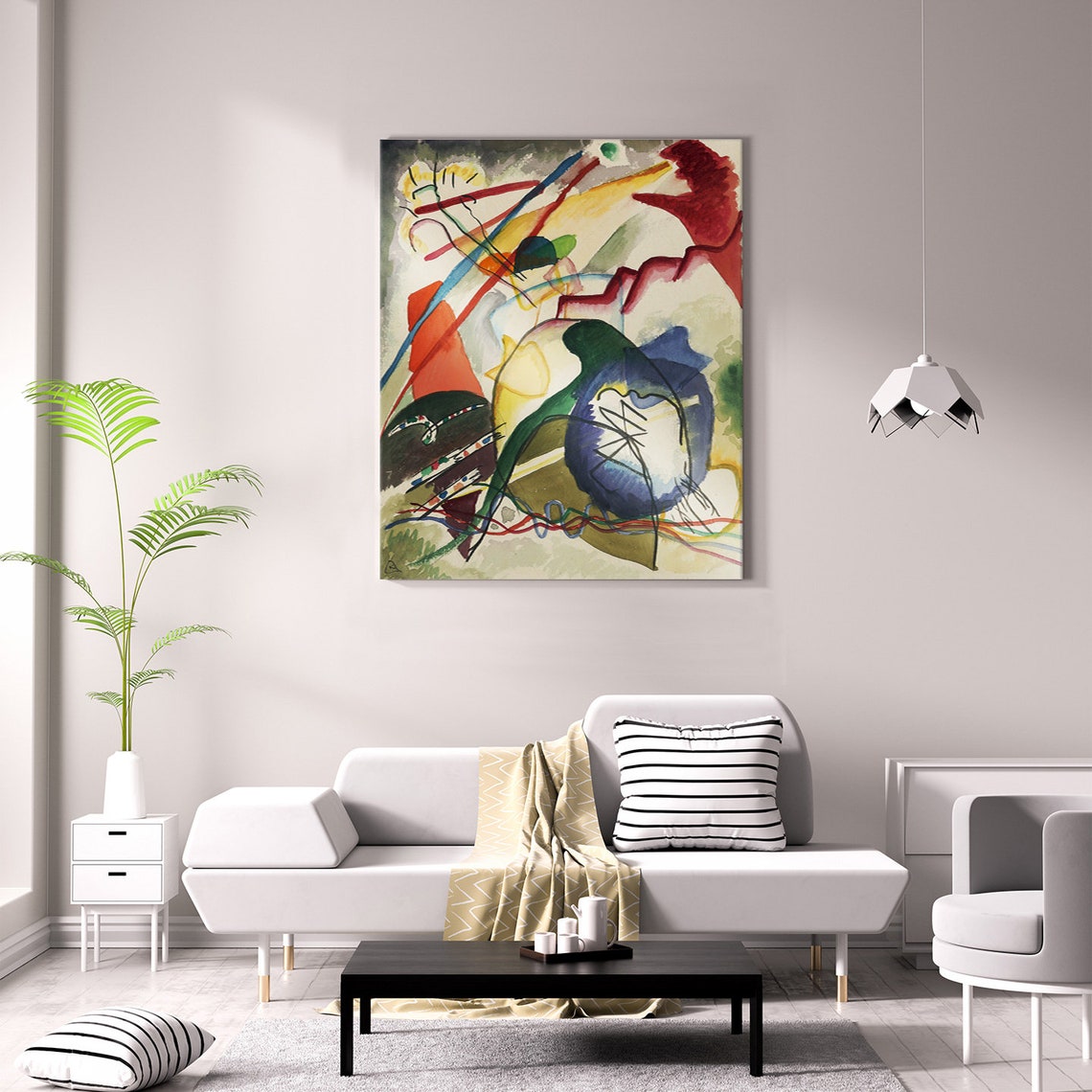 Kandinsky White Border Study I 1913 Red Blue Abstract Watercolor Print - Image 2