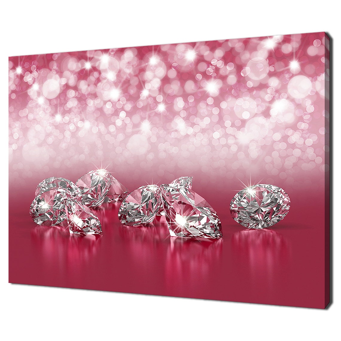 Sparkling Diamonds Pink Glitter Background Luxury Gemstone Art Print