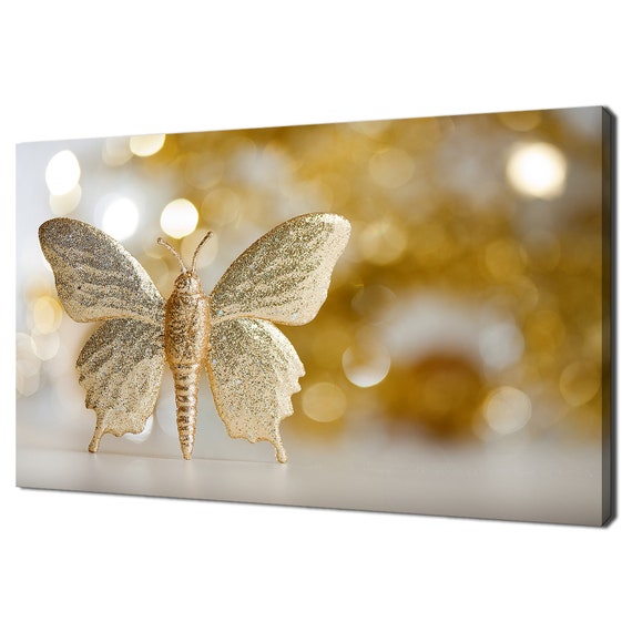 Beautiful Golden Butterfly Modern Design Home Decor Print Wall Art Picture Wall Hanging